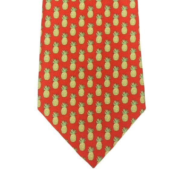 SOUTH BEACH TIES Red Yellow Green Pinneapple Fruit Men's Silk Necktie ITALY 58" - Picture 5 of 9
